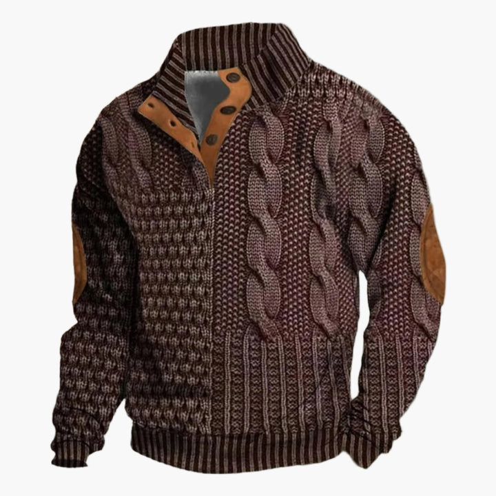 Amarae | Vintage Knit Pattern Bomber Jacket - Trendy Casual Jacket with Button Placket