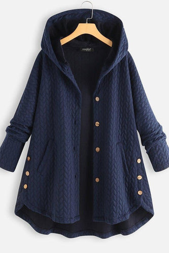 Amarae | Coat with hood - A-line cut - Quilted wool - Button closure - Midi length
