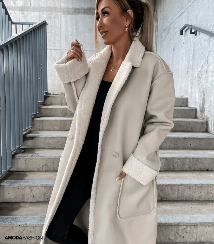 Lune London | Leather jacket with fleece lining and drawstrings