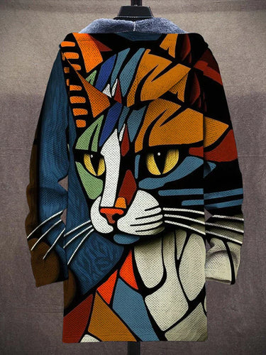 Amarae | Abstract Cat Cardigan with Plush