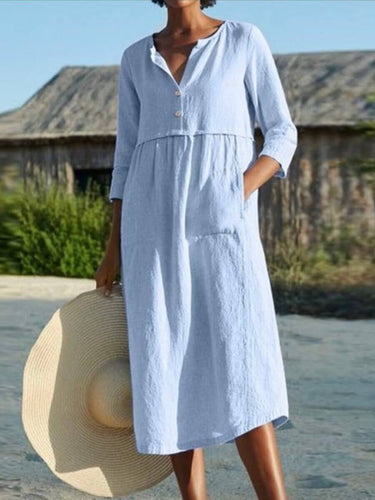 Amarae | and linen dress with half sleeve