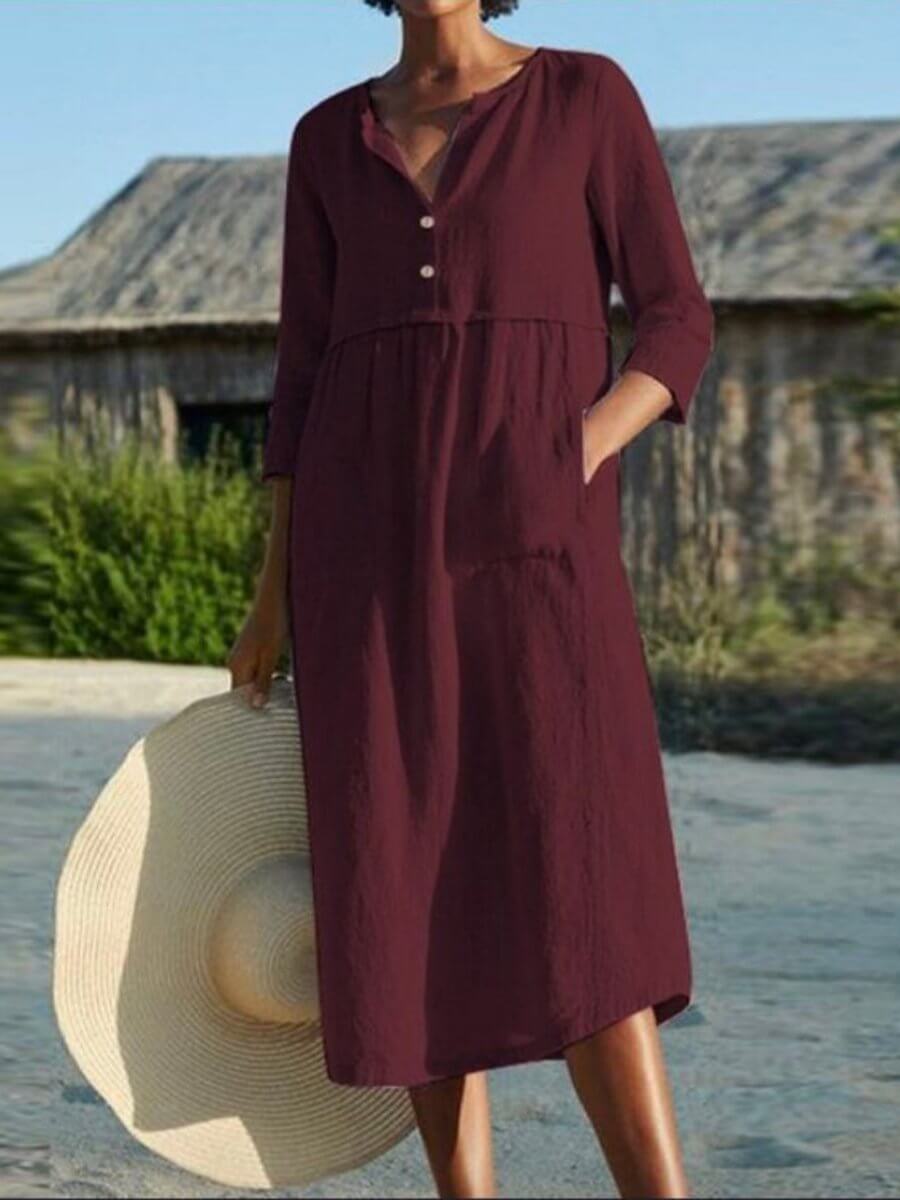 Lune London | and linen dress with half sleeve