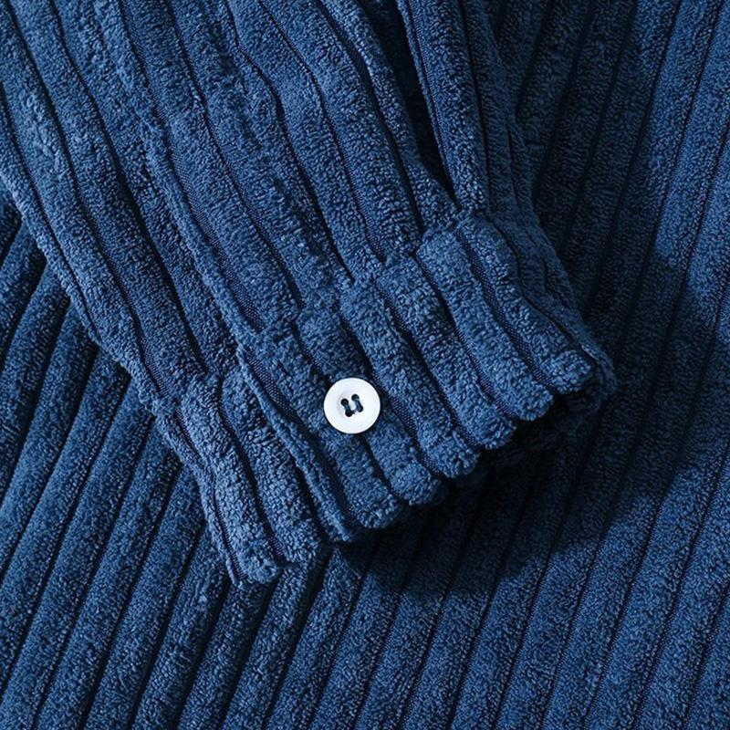 Amarae | Stylish Dark Blue Casual Corduroy Autumn Overshirt for Men