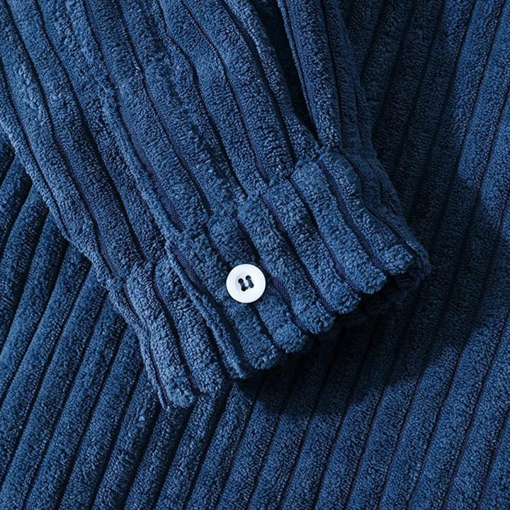 Amarae | Stylish Dark Blue Casual Corduroy Autumn Overshirt for Men