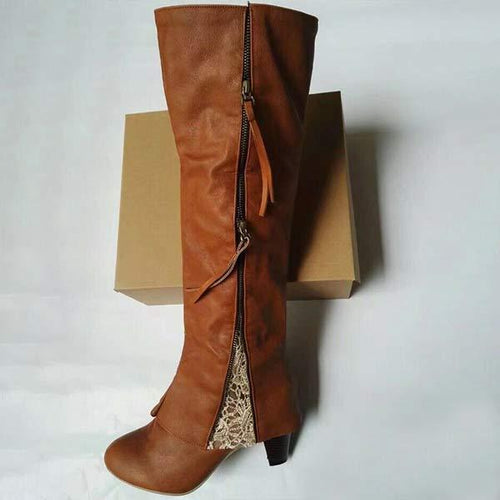 Amarae | Vintage High Heel Boots with Chunky Heel