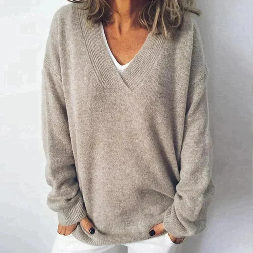 Amarae | Knit sweater - Plus size fit - V-neck - Soft wool blend - Long sleeves