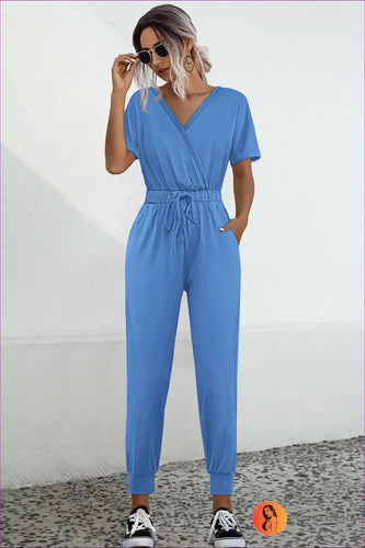 Amarae | Camo V-Neck Tie Jumpsuit - Effortless Summer Cool