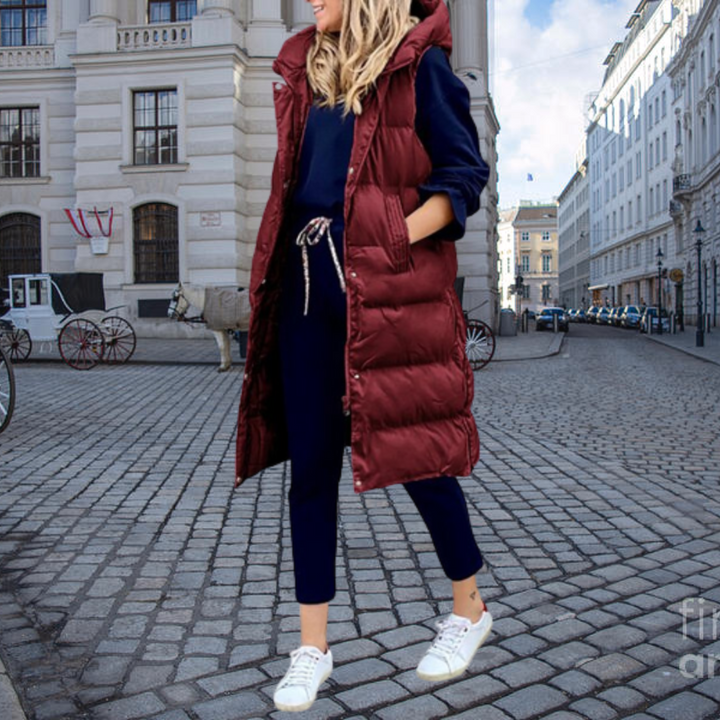 Amarae | Longer Padded Gilet with Hood and Pockets