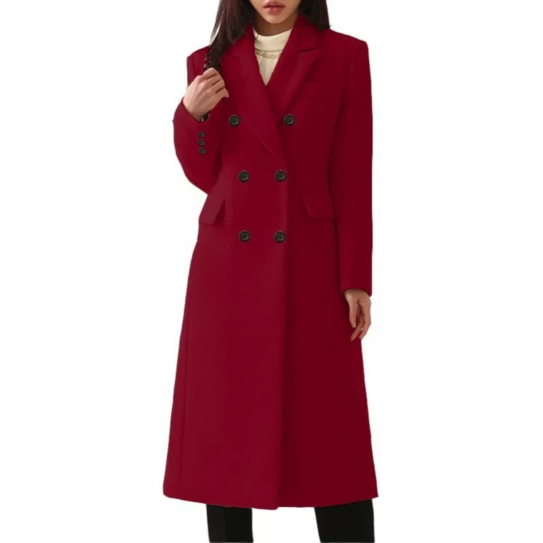 Amarae | Longer Wool Women's Coat with Double Collar