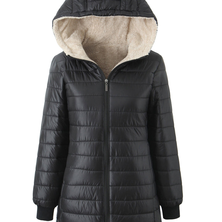 Lune London | Women's Padded Hooded Jacket in Solid Color Design