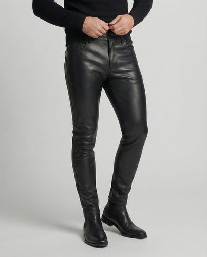 Men's Faux Leather Pants Slim Fit