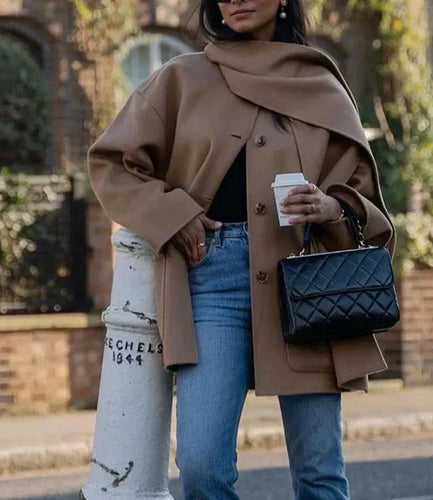 Amarae | Coat with scarf - Gray - Classic and elegant