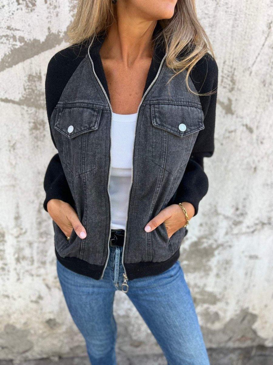 Amarae | Modern jacket with zipper and denim front