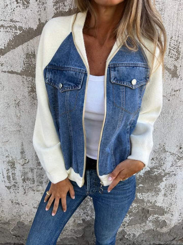 Amarae | Modern jacket with zipper and denim front