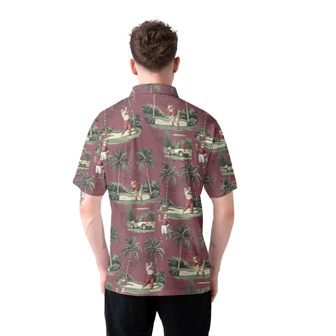 Lune London | Men Maroon Santa Golf Playing Polo Christmas Shirts