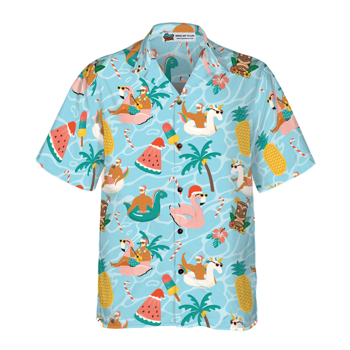 Lune London | Hyperfavor Christmas Hawaiian Shirts, Santa Summer Beach Shirt Short Sleeve, Christmas Gift Shirt Idea for Men and Women