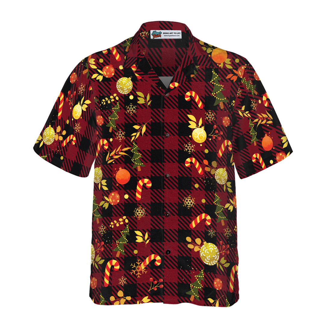 Lune London | Hyperfavor Christmas Hawaiian Shirts, Merry Christmas Red Checkered Short Sleeve T-Shirt, Christmas T-Shirt Gift Idea for Men and Women