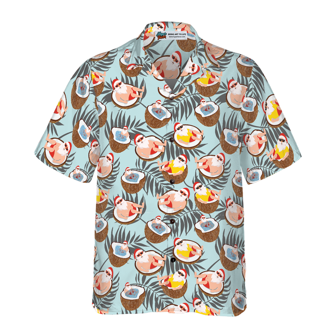Lune London | Christmas Hawaiian shirts Hyperfavor, Santa Claus t-shirt with coconut short sleeves, Christmas t-shirt gift idea for men and women