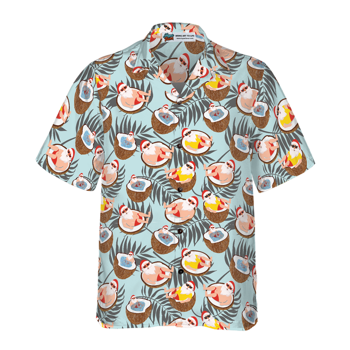 Lune London | Christmas Hawaiian shirts Hyperfavor, Santa Claus t-shirt with coconut short sleeves, Christmas t-shirt gift idea for men and women