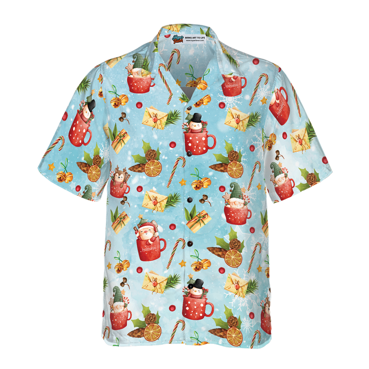Lune London | Hyperfavor Santa motif Christmas 2 patterns Hawaiian shirt, short sleeve Christmas shirts button-up for men and women