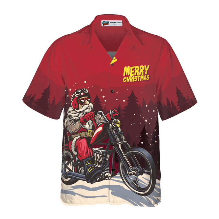 Lune London | Christmas Hawaiian Shirts Hyperfavor, Santa Motorcycle Short Sleeve Shirt, Christmas Gift Idea for Men and Women