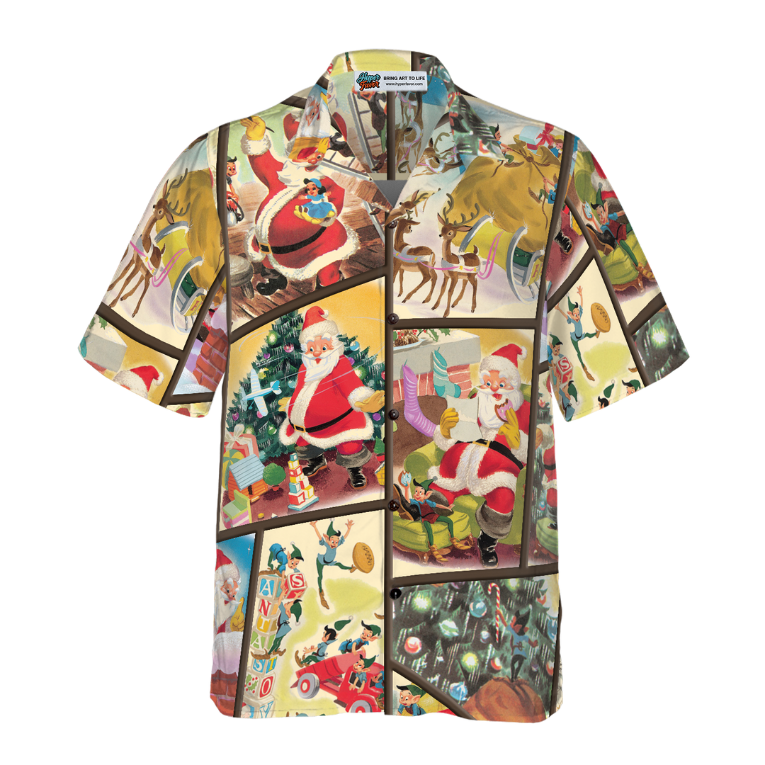 Lune London | Hyperfavor Christmas Hawaiian shirts for men and women, Santa's Elf button-up Hawaiian shirt gift short sleeves