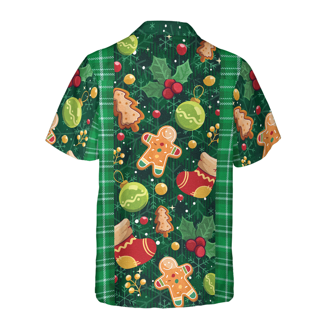 Lune London | Green Christmas Plaid Pattern Hawaiian Shirt Hyperfavor, Short Sleeve Christmas Shirts Button-Up for Men and Women