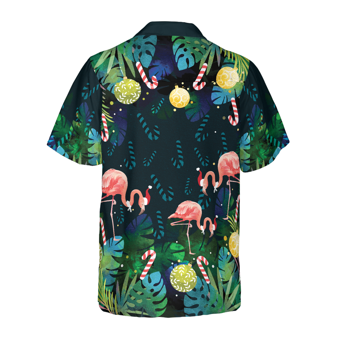 Lune London | Christmas Hyperfavor Hawaiian Shirts for Men and Women, Short Sleeve Christmas Tropical Pink Flamingo Hawaiian Shirt with Button Placket
