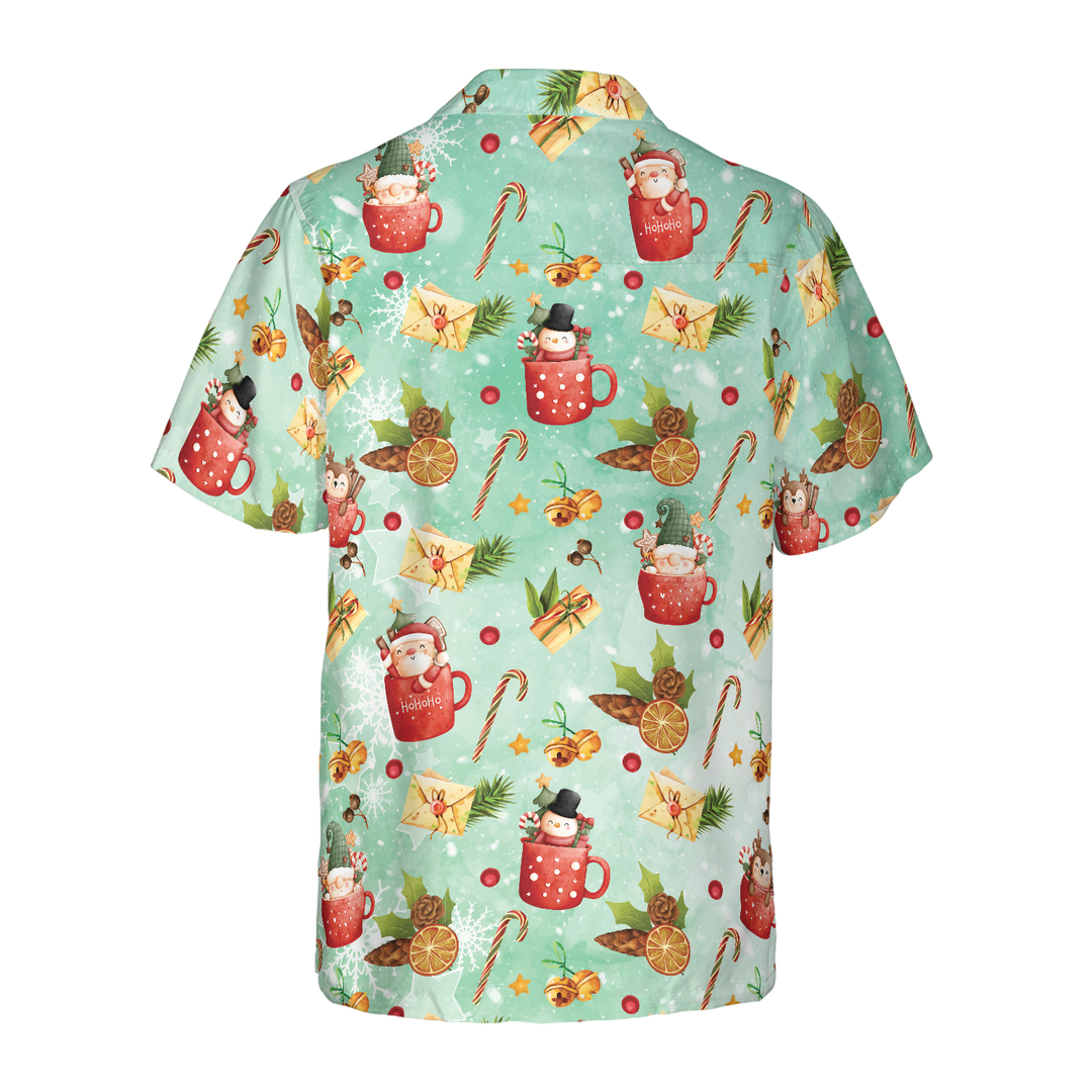 Lune London | Hyperfavor Christmas motif Santa 1 Hawaiian shirt pattern, short sleeve Christmas shirts with button placket for men and women
