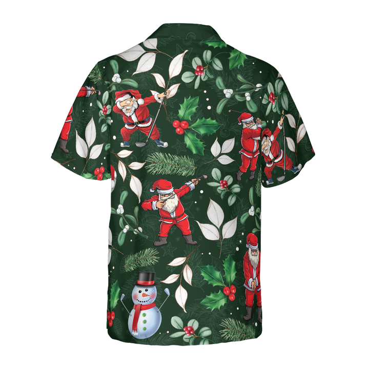 Lune London | Hyperfavor Christmas Hawaiian Shirts, short sleeve shirt with Santa Claus playing golf pattern, Christmas shirt gift idea for men and women