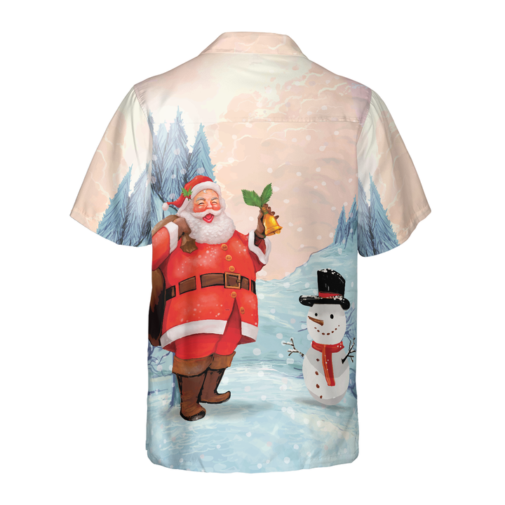 Lune London | Hyperfavor Christmas Hawaiian Shirts, Santa with Snowman Short Sleeve Shirt, Christmas Shirt Gift Idea for Men and Women