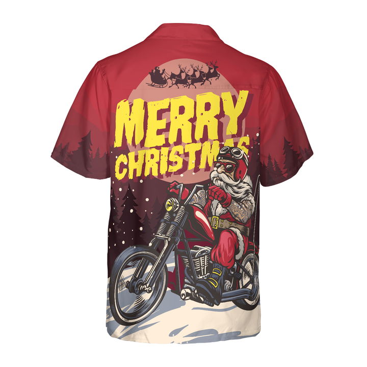 Lune London | Christmas Hawaiian Shirts Hyperfavor, Santa Motorcycle Short Sleeve Shirt, Christmas Gift Idea for Men and Women