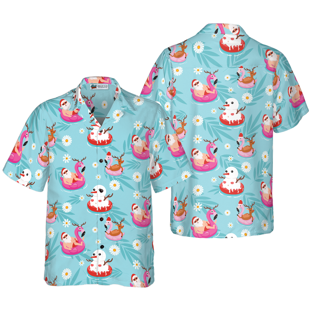 Lune London | Hyperfavor Christmas Hawaiian Shirts, Santa Summer Beach Pattern Short Sleeve Shirt, Christmas Shirt Gift Idea for Men and Women