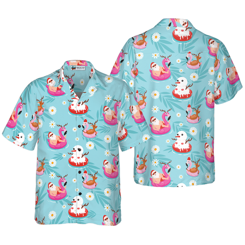 Amarae | Hyperfavor Christmas Hawaiian Shirts, Santa Summer Beach Pattern Short Sleeve Shirt, Christmas Shirt Gift Idea for Men and Women