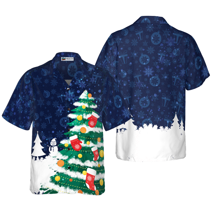 Lune London | Hyperfavor Christmas Tree Hawaiian Shirt, short sleeve Christmas shirts, button-up shirt for men and women