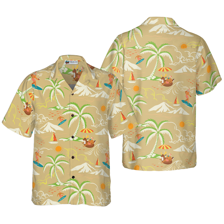 Lune London | Hyperfavor Christmas Hawaiian Shirts, Santa Beach Summer Pattern 4 Short Sleeve Shirt, Christmas Gift Idea for Men and Women