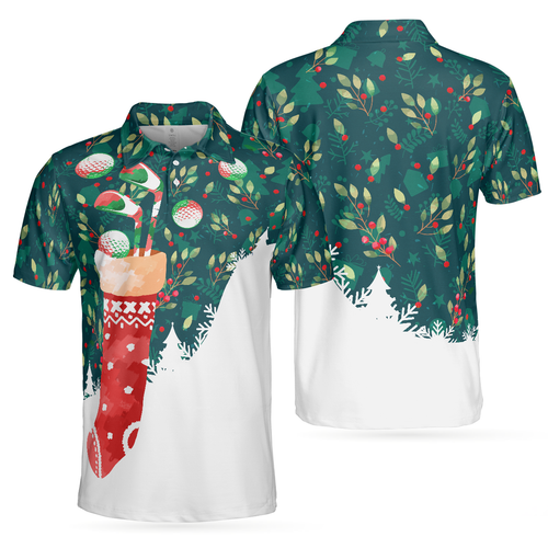 Amarae | Christmas Golf Shirts for Men and Women, Christmas Socks with Golf Ball Pattern Short Sleeve T-Shirt for Men