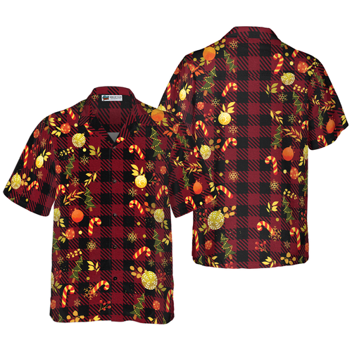 Amarae | Hyperfavor Christmas Hawaiian Shirts, Merry Christmas Red Checkered Short Sleeve T-Shirt, Christmas T-Shirt Gift Idea for Men and Women