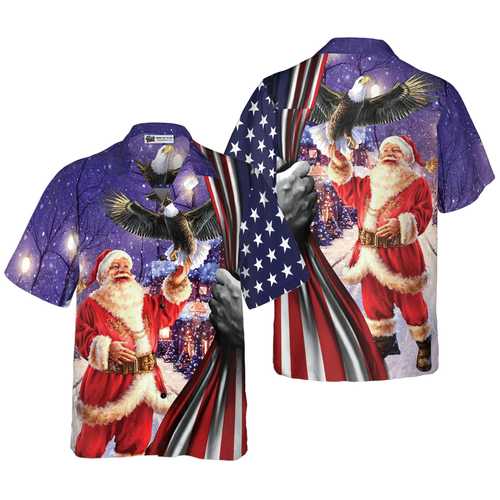 Amarae | Hawaiian Hyperfavorite Christmas T-shirts, Santa T-shirt with eagle short sleeves, Christmas T-shirt gift idea for men and women