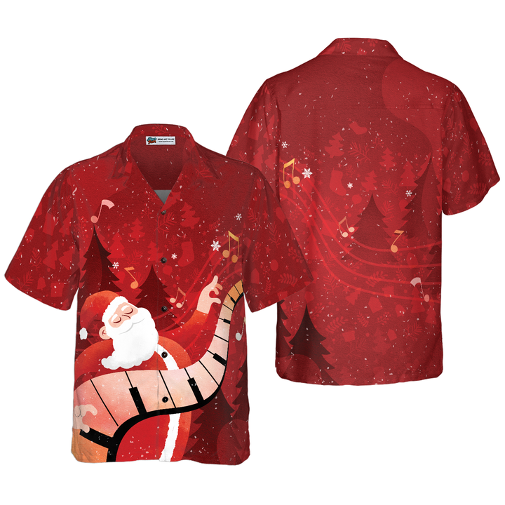 Lune London | Christmas Hawaiian shirts for men and women Hyperfavor, Santa plays the piano Hawaiian shirt Button-up shirt short sleeves
