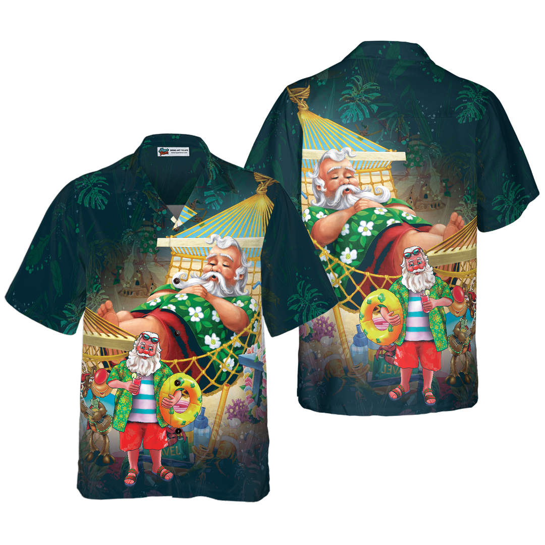 Lune London | Christmas Hawaiian shirts Hyperfavor, short sleeve Santa Claus beach shirt, Christmas gift idea for men and women