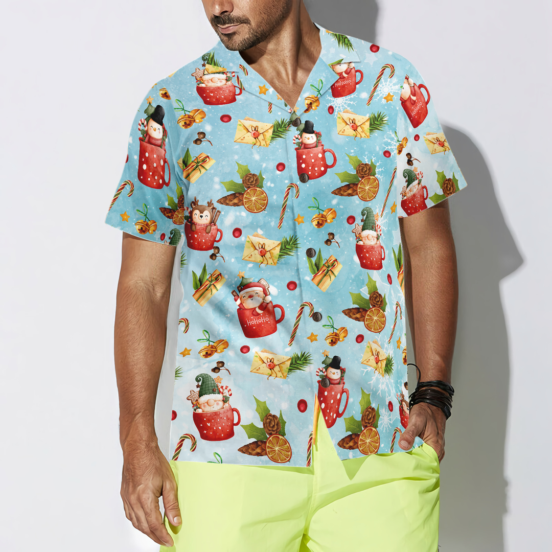 Lune London | Hyperfavor Santa motif Christmas 2 patterns Hawaiian shirt, short sleeve Christmas shirts button-up for men and women