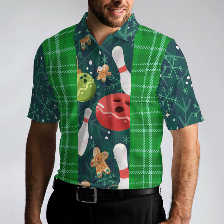 Lune London | Christmas Bowling Shirt with Tartan Flannel Pattern Men's Polo Shirts