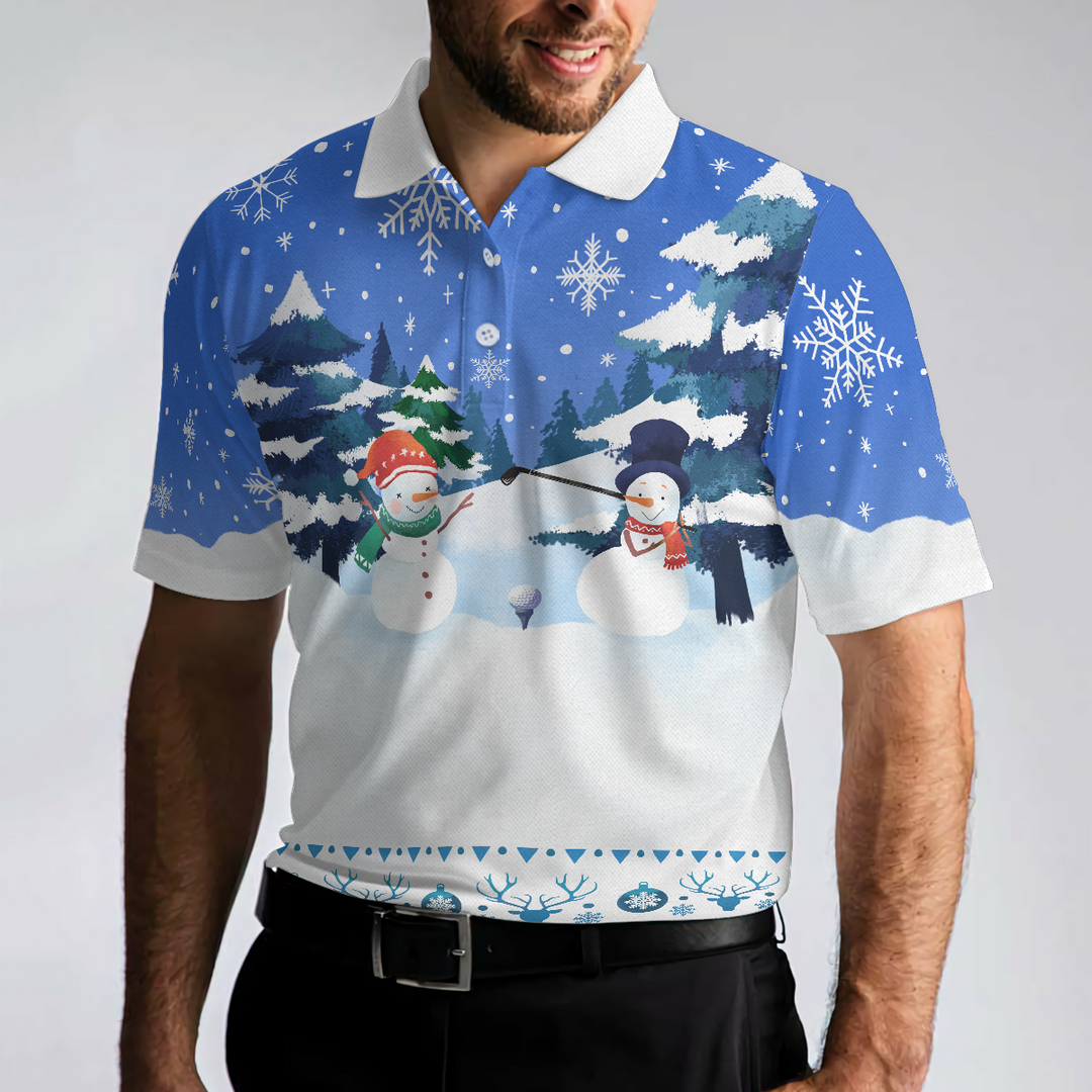 Lune London | Christmas Golf Polos - Short Sleeve Men's Golf Polos - Funny T-Shirt with Snowman Print Dry Fit - Christmas Gift Idea for Men