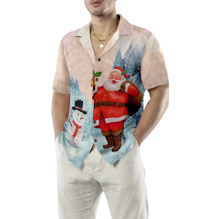 Lune London | Hyperfavor Christmas Hawaiian Shirts, Santa with Snowman Short Sleeve Shirt, Christmas Shirt Gift Idea for Men and Women