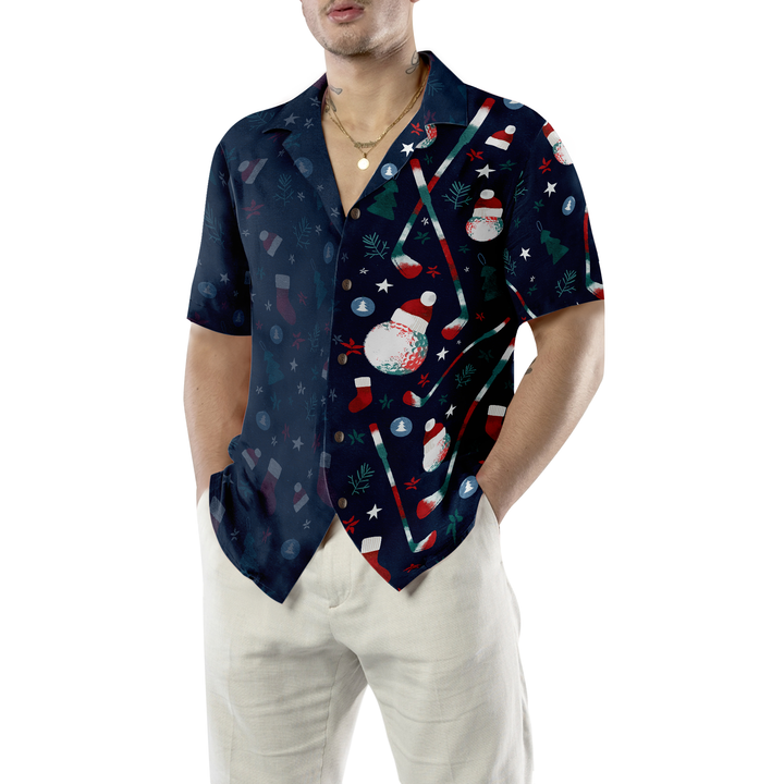 Lune London | Hyperfavor Christmas golf print Hawaiian shirt, short sleeve Christmas shirts, button shirt for men and women