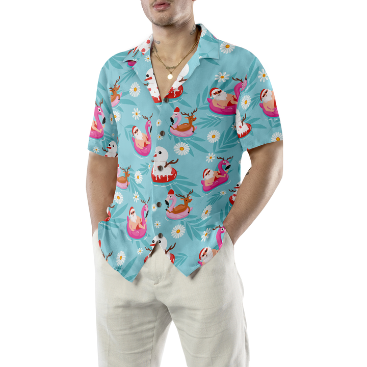 Lune London | Hyperfavor Christmas Hawaiian Shirts, Santa Summer Beach Pattern Short Sleeve Shirt, Christmas Shirt Gift Idea for Men and Women