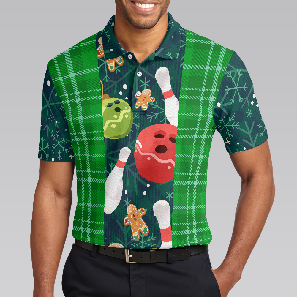 Lune London | Christmas Bowling Shirt with Tartan Flannel Pattern Men's Polo Shirts