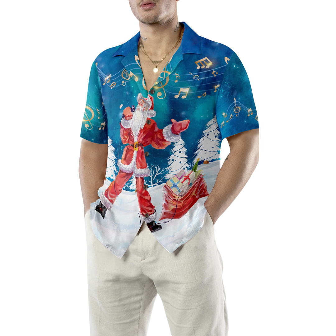 Lune London | Hyperfavor Christmas Hawaiian Shirts for Men and Women, Santa Sing Music Hawaiian Shirt with Short Sleeve Button Placket
