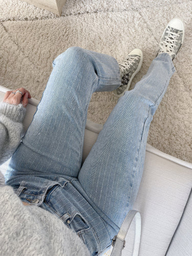 Amarae | Shimmering denim pants with sequins